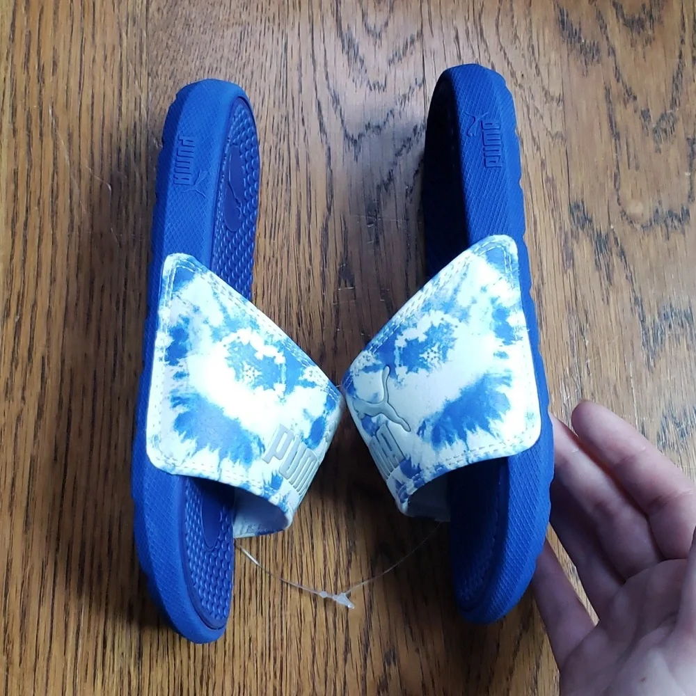 NEW Cool Cat Shibori Jr. Slide Sandal Blue Tie Dye Print Puma Kids Size 12
